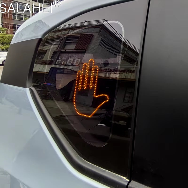 New Fun Gesture Lamp Car Interior Rear Windshield LED Luminous Hand Gesture Sign Middle Finger Sign Warning Brake Light for Car